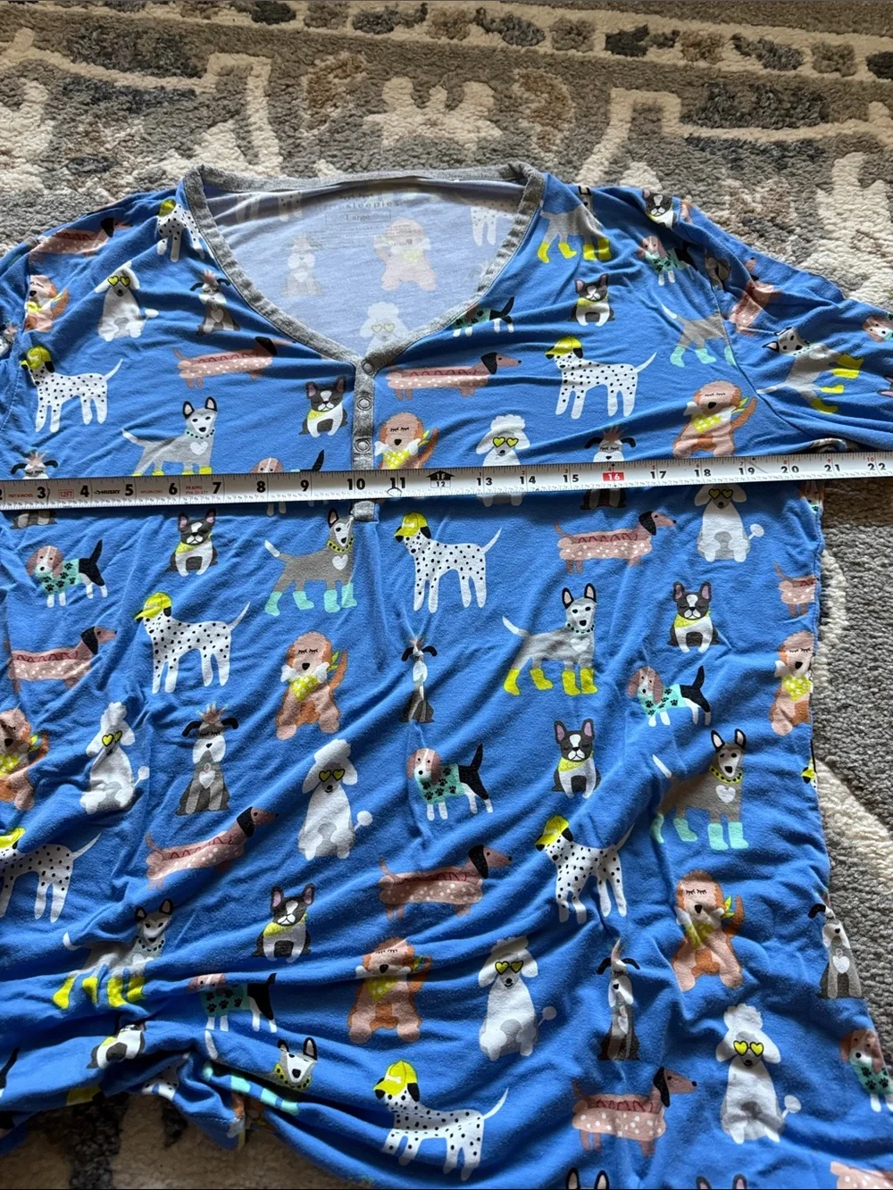 Little Sleepies Blue and Gray Puppy Print Pajama Set size large